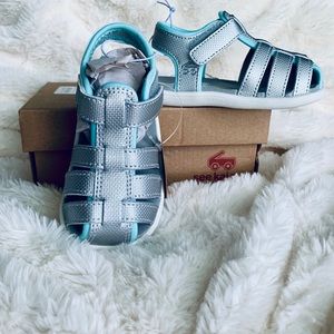 Girls silver and blue toddler sandals